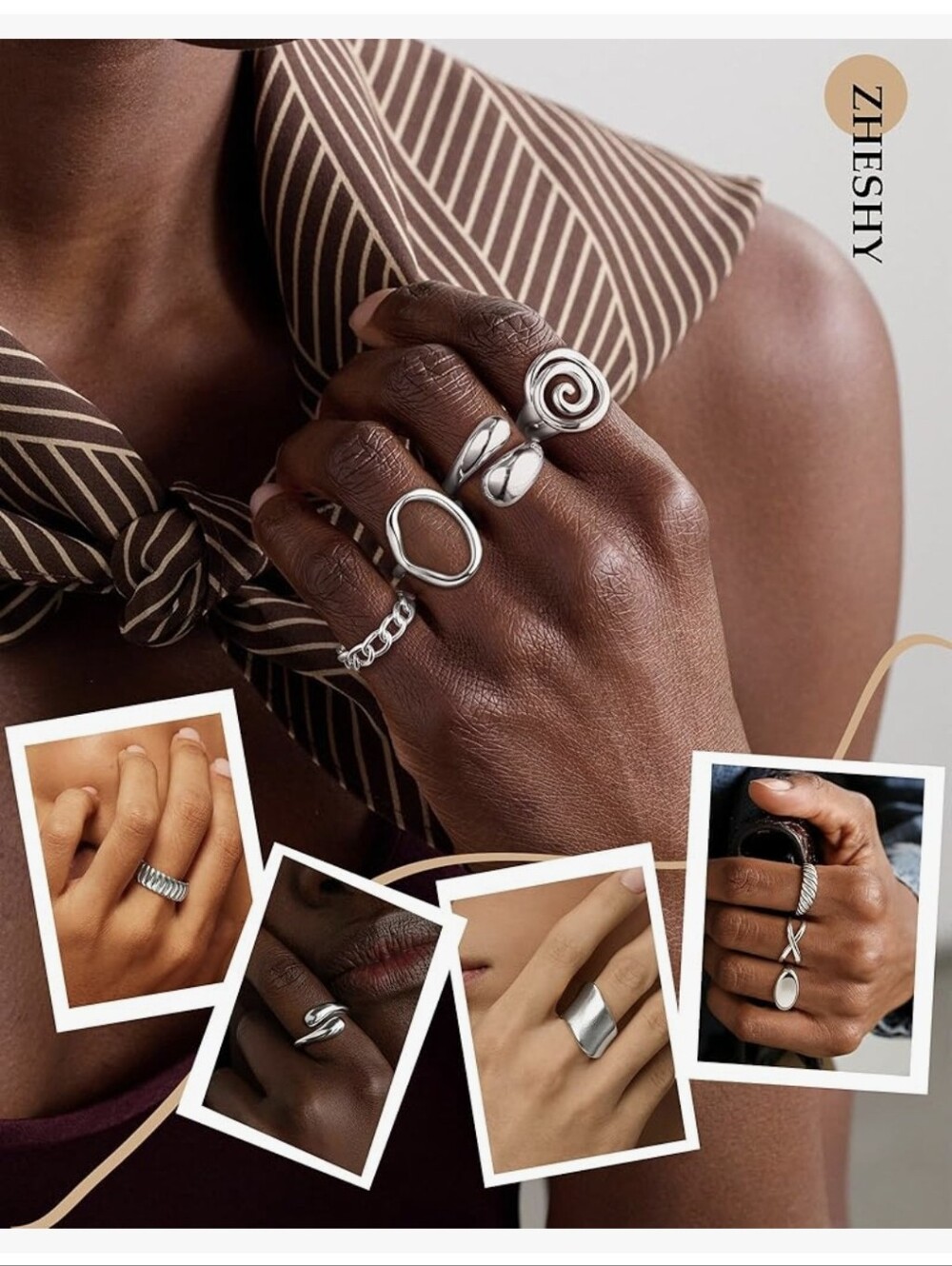 Silver Plated Stackable Rings Set - Picture 7 of 7
